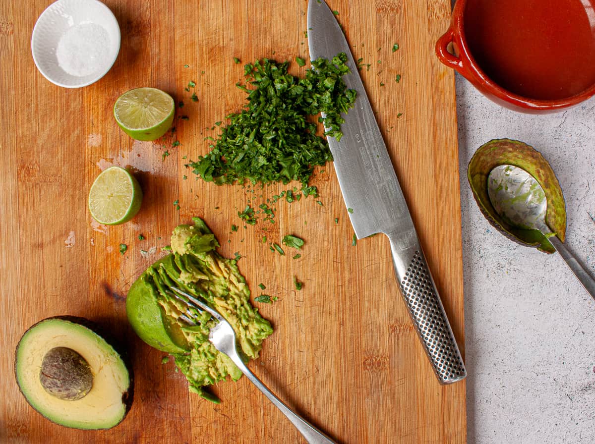 Guacamole preparation.