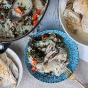 Bowls of chicken, rice and vegetables.