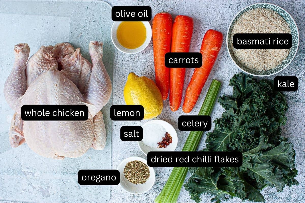 Ingredient required to make chicken in a pot.