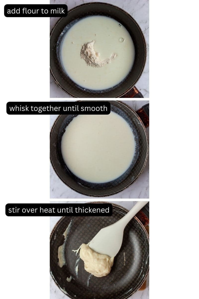 Collage showing process of making a tangzhong.